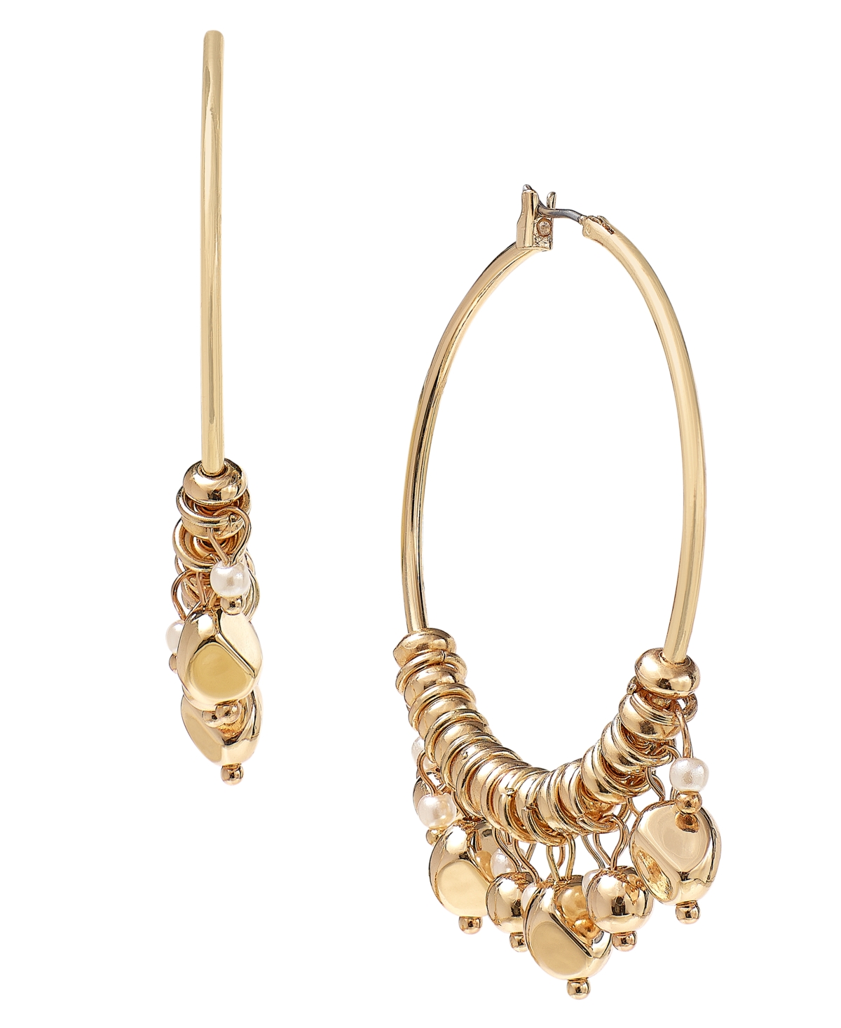 Shop Style & Co Shaky Bead Hoop Earrings, Created For Macy's In Gold