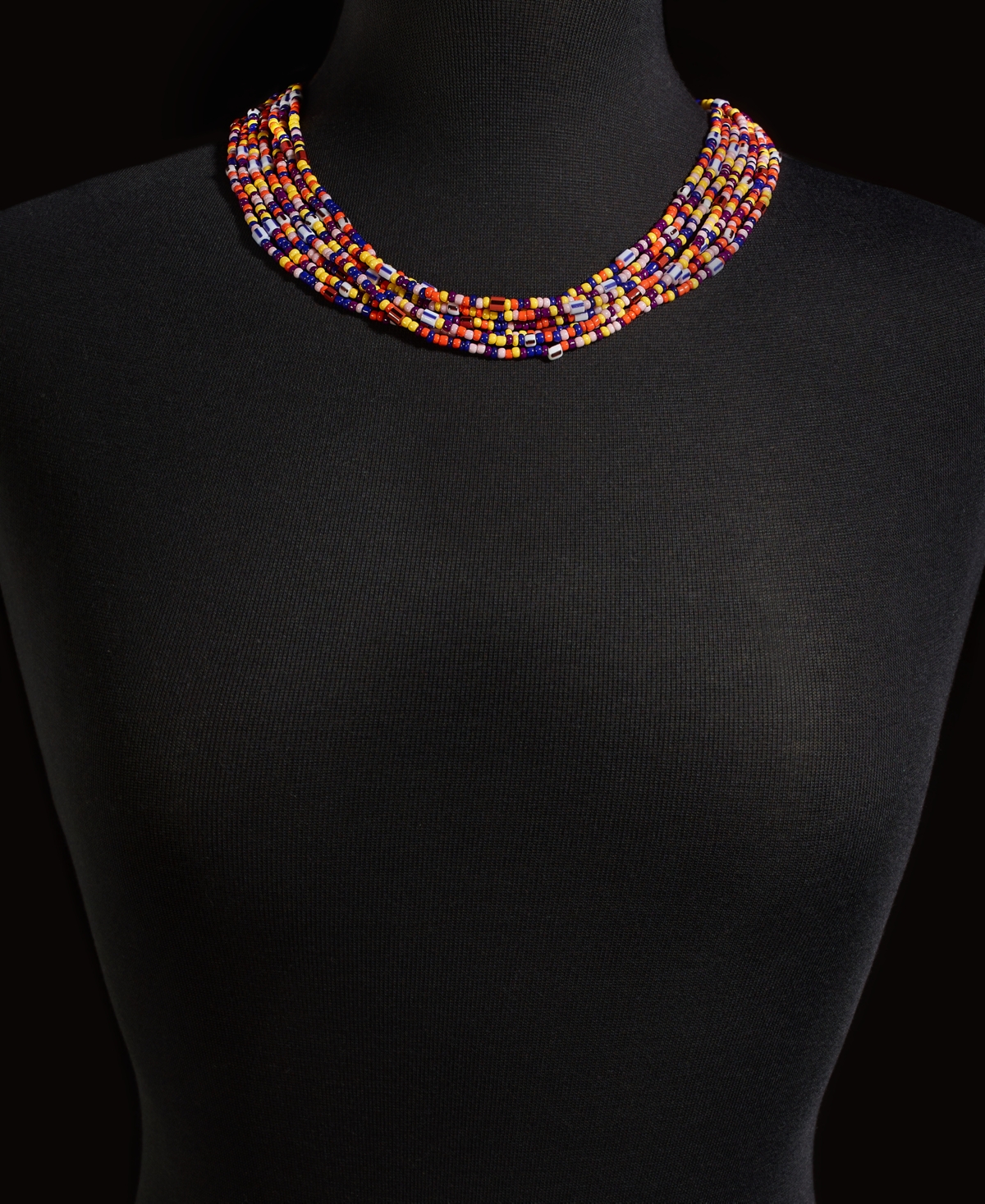 Shop Style & Co Gold-tone Multicolor Seed Bead Layered Collar Necklace, 18" + 3" Extender, Created For Macy's