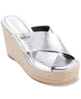 DKNY Women's Maryn Crossband Espadrille Platform Wedge