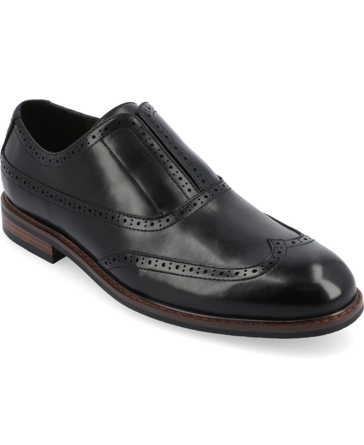 Shop Vance Co. Men's Nikola Tru Comfort Foam Slip-on Oxford Dress Shoes In Black