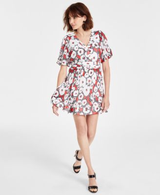 KARL LAGERFELD PARIS - Women's Crinkle-Chiffon Printed Dress