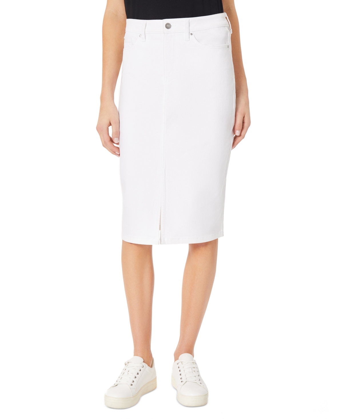 Shop Jones New York Women's Lexington Slit Denim Skirt, Regular & Petite In Soft White