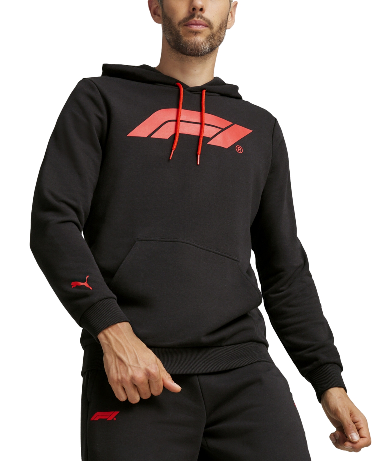 Puma Men's Regular-fit F1 Logo-print Hoodie In  Black