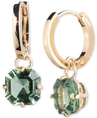 Lauren Ralph Lauren - Gold-Tone Cushion-Cut Stone Charm Huggie Hoop Earrings