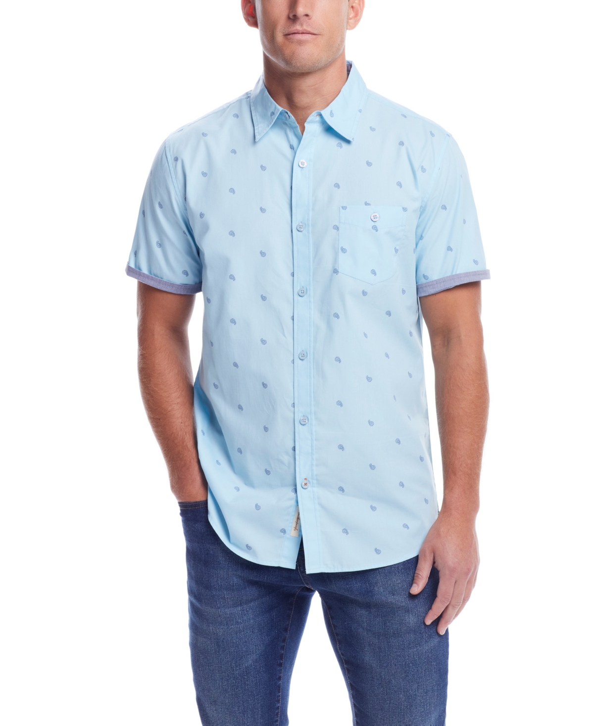 Shop Weatherproof Vintage Men's Short Sleeve Cotton Poplin Shirt In Crystal Blue