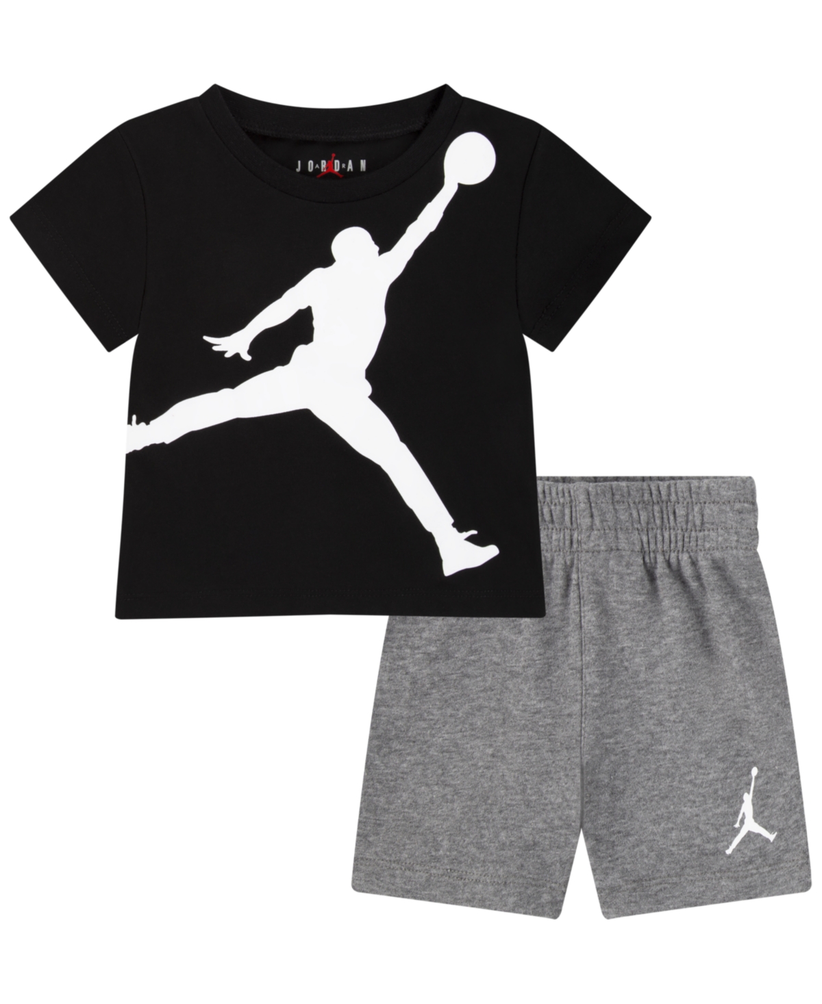 Jordan Baby Boys Jumbo Jump Man T Shirt And Shorts, 2 Piece Set In Carbon Heather