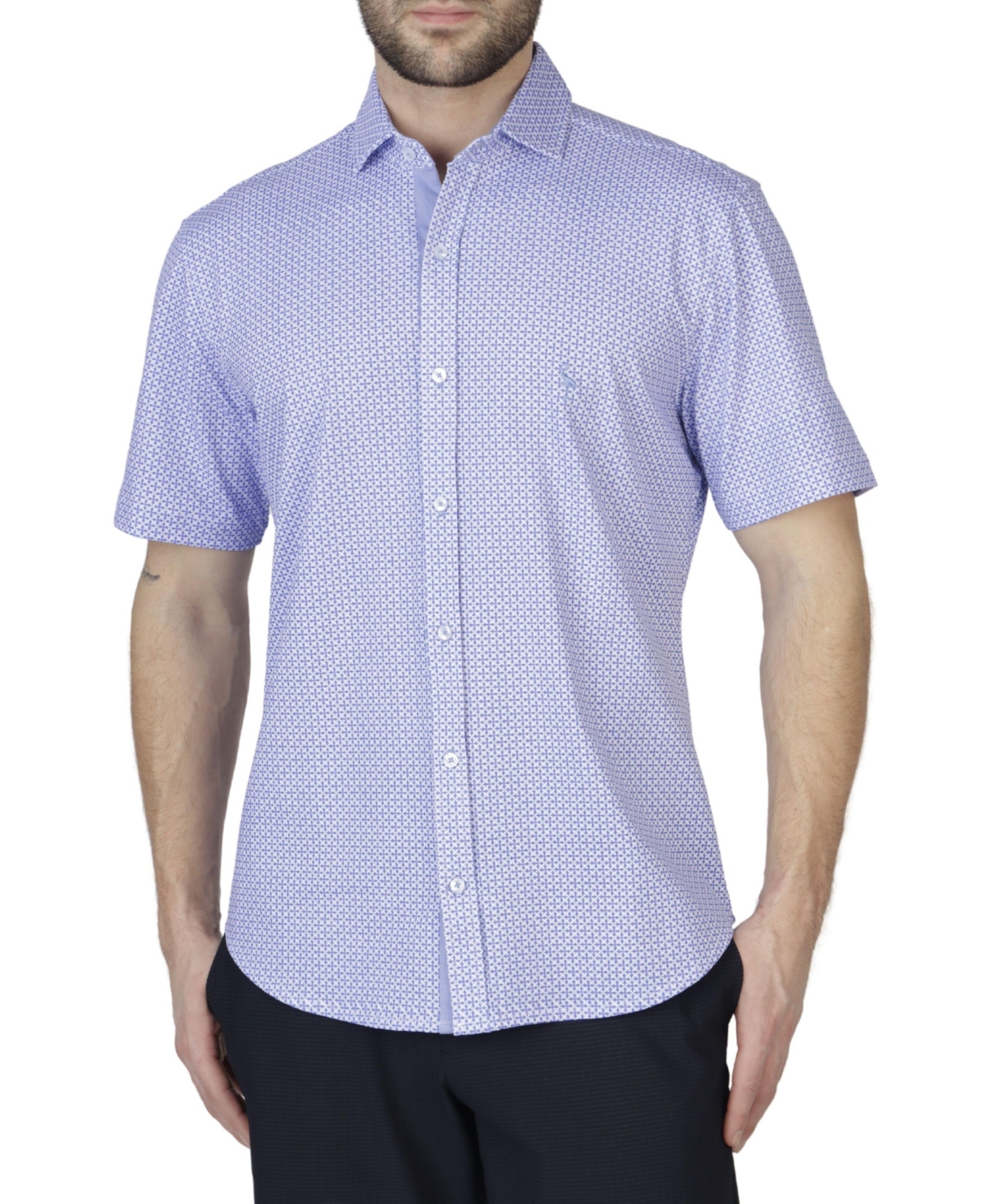 Mini Geo Knit Short Sleeve Shirt - Cloudberry