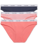 Calvin Klein Women's 3-Pk. Modern Logo Low-Rise Bikini Underwear QD5207 - Speakeasy/Calypso Coral/Calypso Coral St