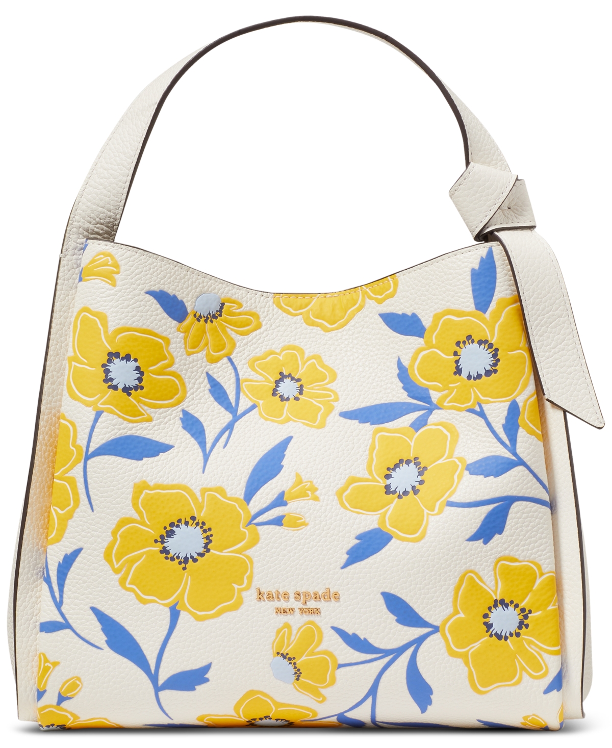 KATE SPADE KNOTT SUNSHINE FLORAL EMBOSSED PEBBLED LEATHER SMALL CROSSBODY TOTE