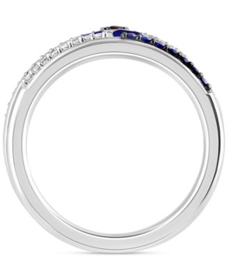 Star Wars 3-pc. Set Sapphire (1/3 ct. t.w.), Garnet Accent, & Diamond (1/6 ct. t.w.) Star Wars R2D2 Inspired Rings in Sterling Silver