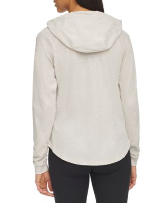 Ruched-Sleeve Zip Hoodie