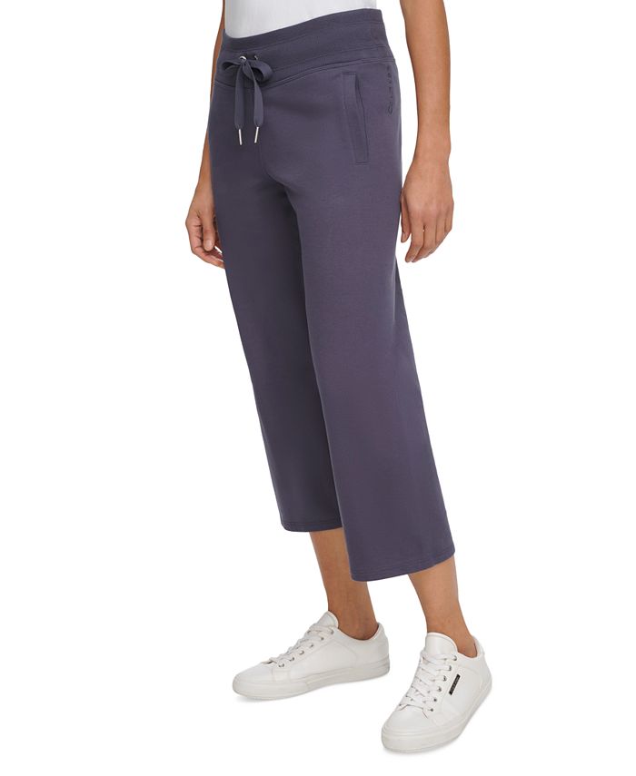 Calvin Klein Women's Plus Zipper Pocket Cropped Twill Pants Gray Size 24W