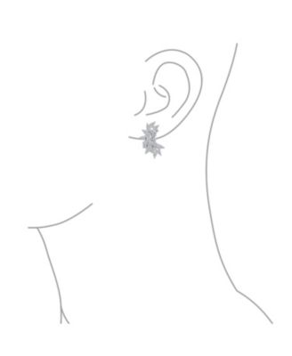 Elegant Classic Teardrop Shape Ear Crawler Clusters Cubic Zirconia CZ Leaf Clip On Earrings Prom Formal Party