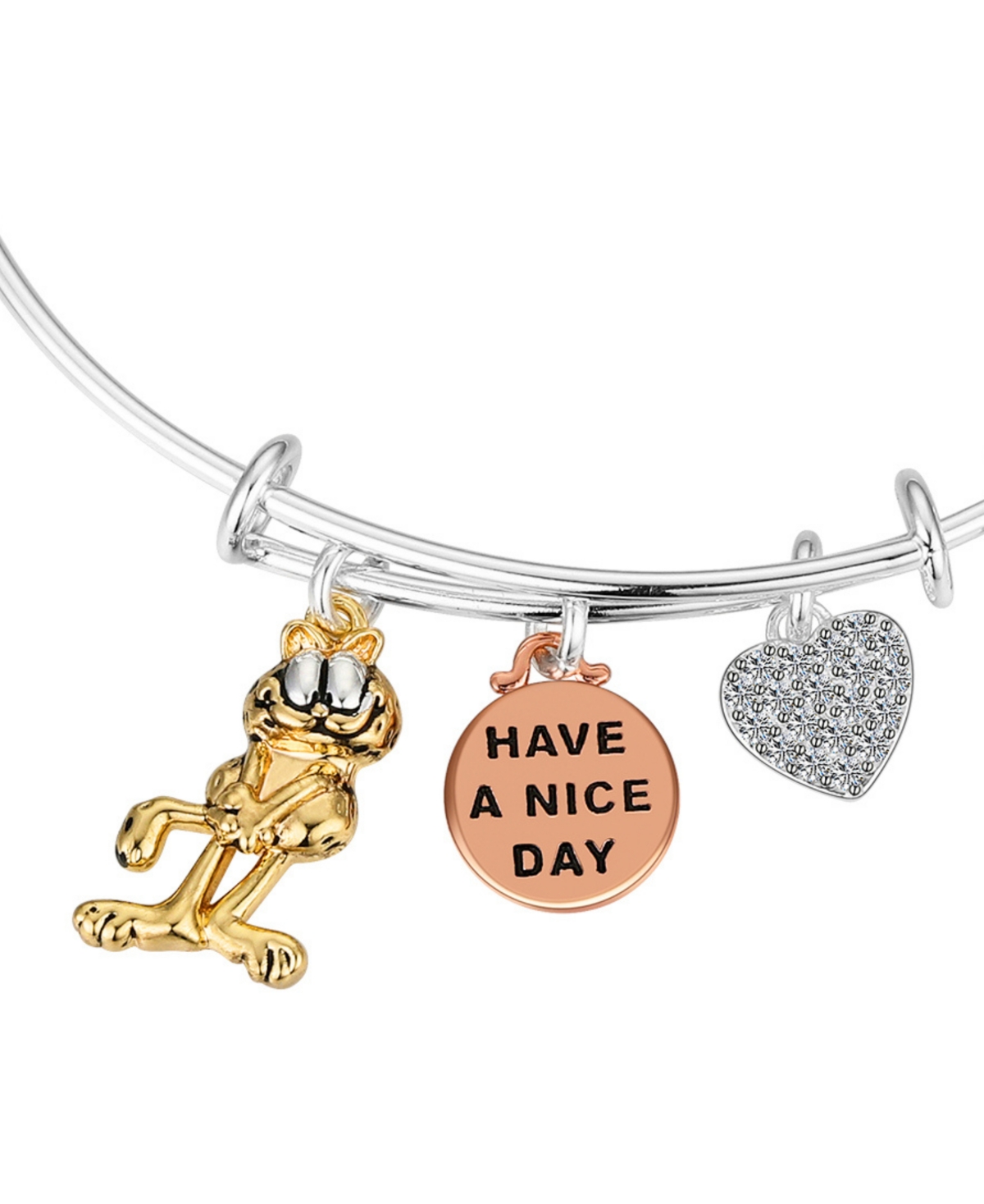 Shop Unwritten 14k Gold Plated Garfield Cubic Zirconia Heart And Bezel Bracelet In Silver