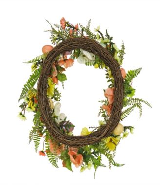 22" Ferns and Flowers Easter Wreath