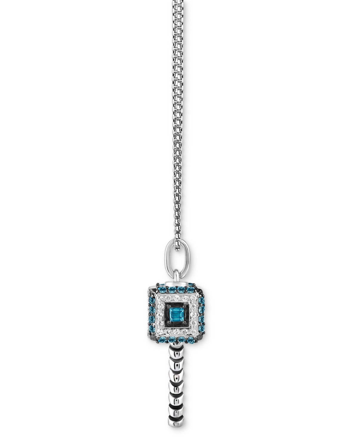 Shop Wonder Fine Jewelry Swiss Blue Topaz (1-1/4 Ct. T.w.) & Diamond (1/5 Ct. T.w.) Thor Hammer 18" Pendant Necklace In Sterl In Sterling Silver