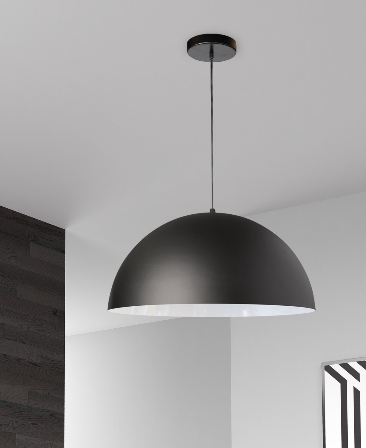 Dainolite Ofelia 1-light Pendant Small In Matte Black,white