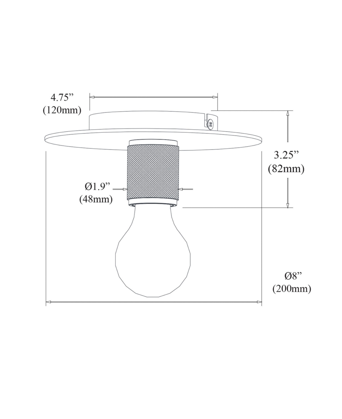Dainolite 3.5" Metal Roswell 1 Light Medium Flush Mount In Aged Brass