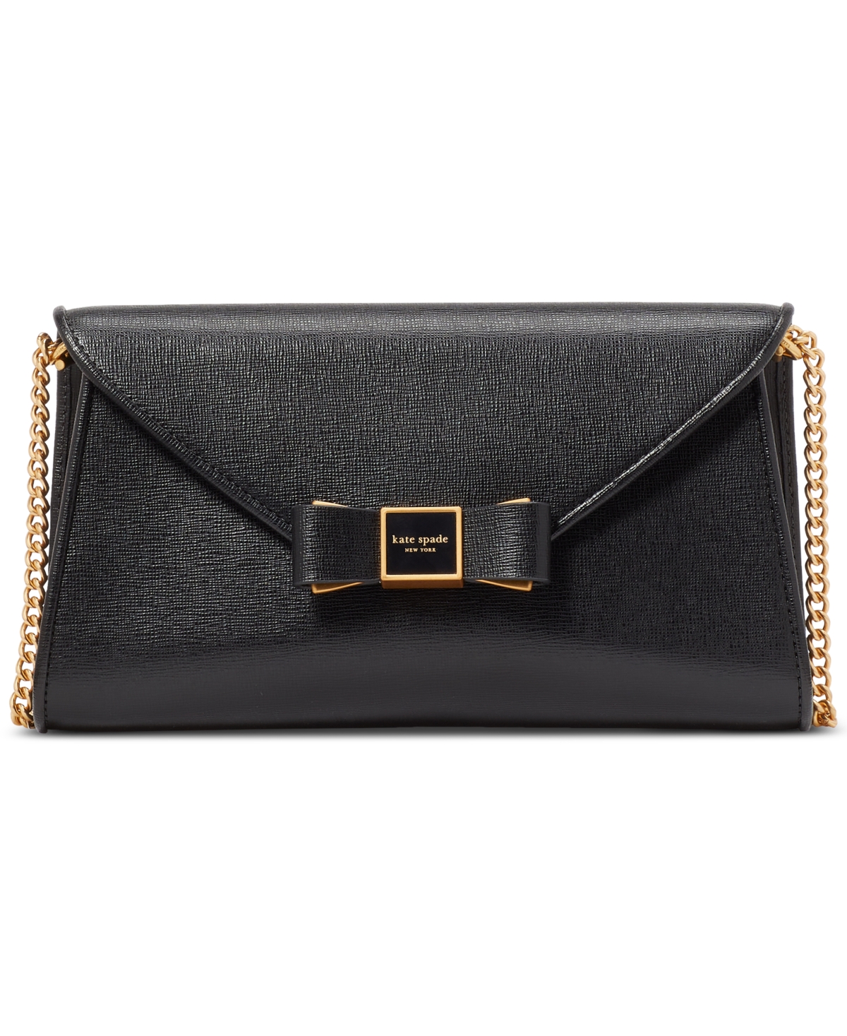 Kate Spade Morgan Bow Embellished Saffiano Leather Envelope Flap Small Crossbody In Black