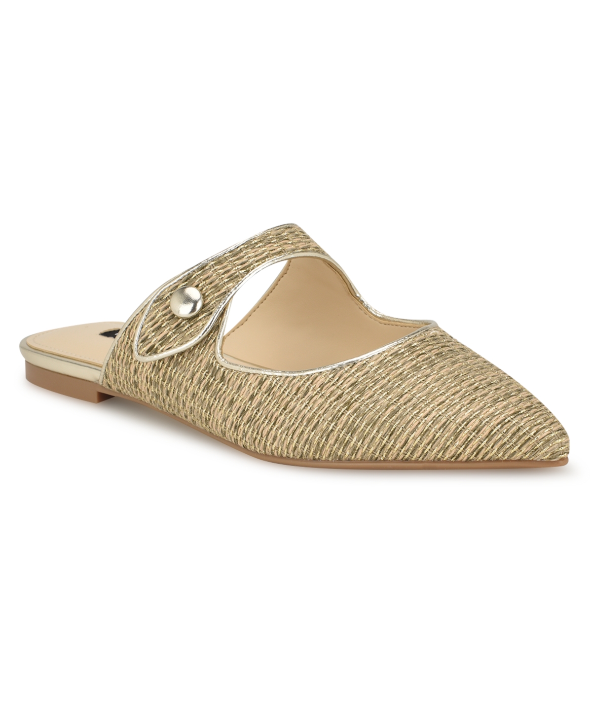 Nine West Women's Barbra Pointy Toe Slip-On Flat Mules - Light Natural Multi - Textile