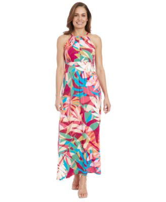 London Times - Petite Morris Printed Halter Maxi Dress