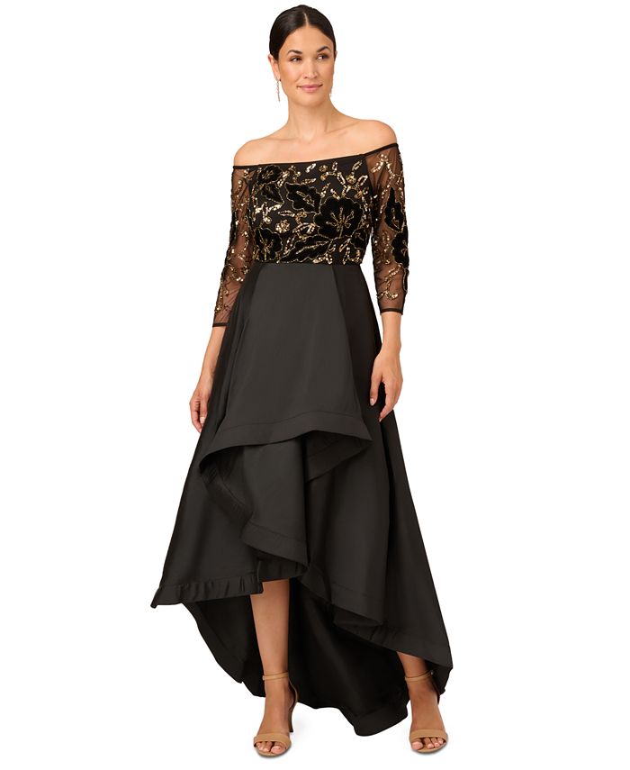 Adrianna Papell Beaded Taffeta Skirt Gown Macy s