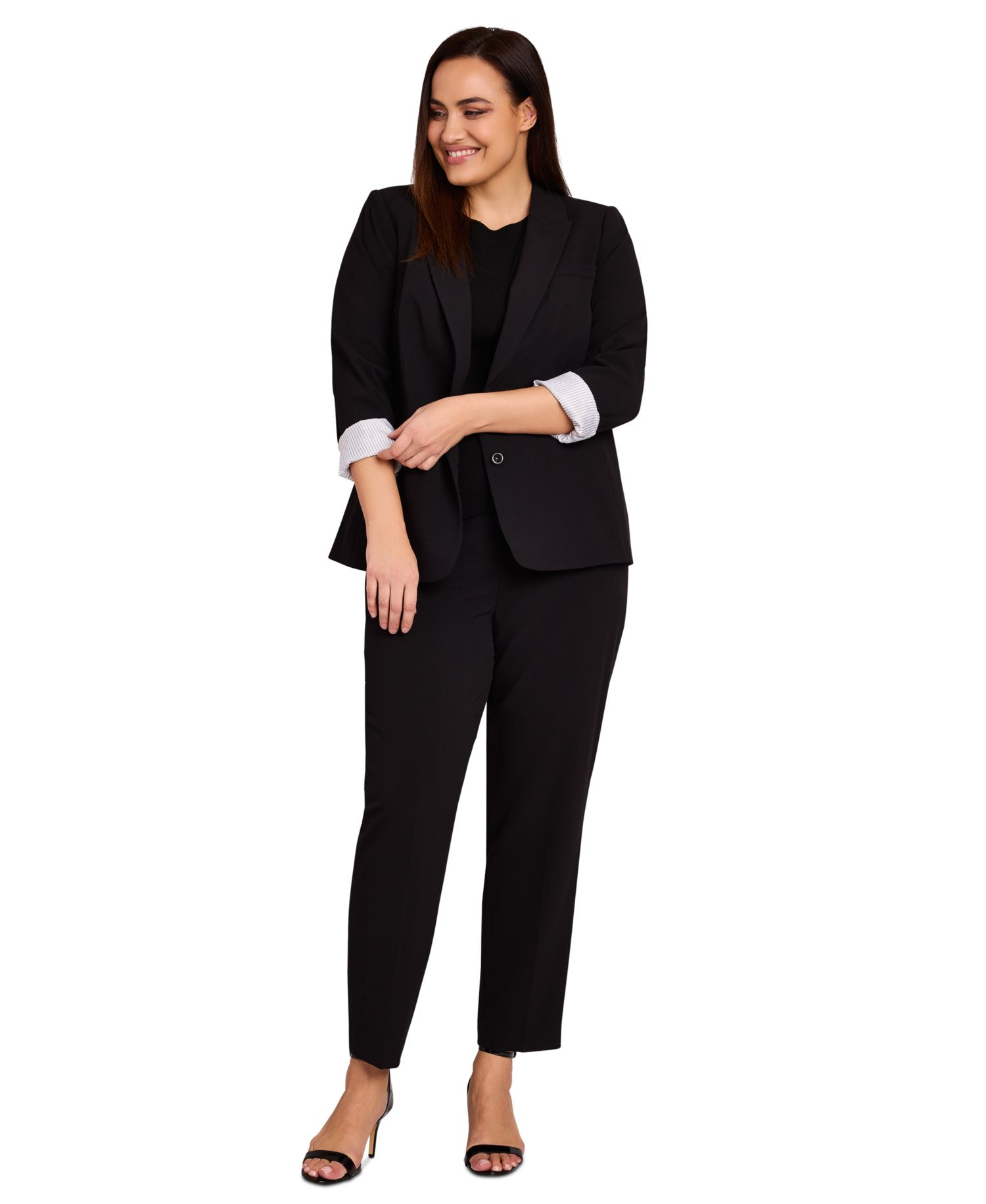 Plus Size Two-Button Roll Tab Jacket & Shannon Pants Suit Separates