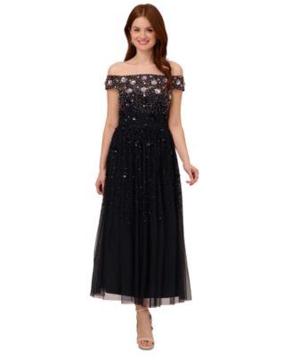 Adrianna Papell Women's Embellished Off-The-Shoulder Gown Macy's