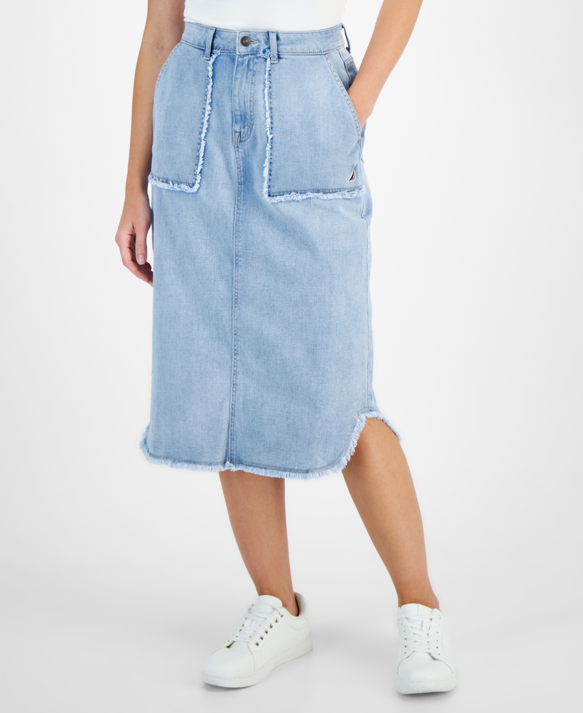 Women's Denim Utility Midi Skirt - Canyn Blu