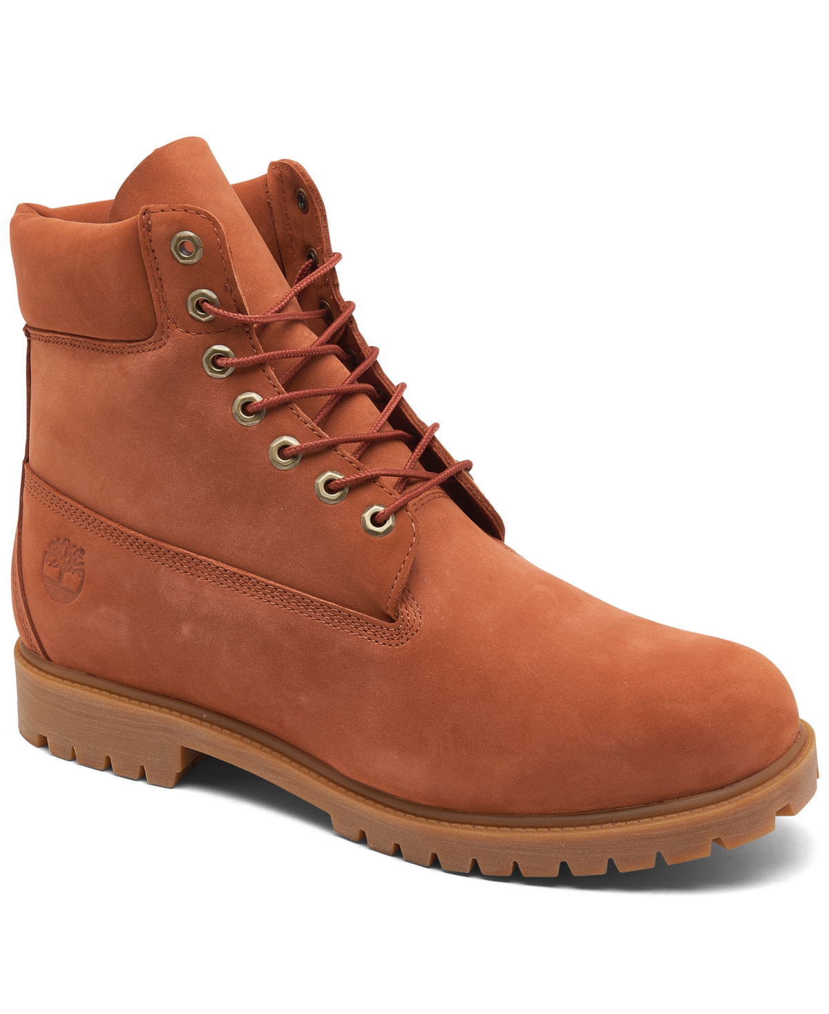 Men's 6" Premium Water Resistant Lace-Up Boots from Finish Line - Dark Rust