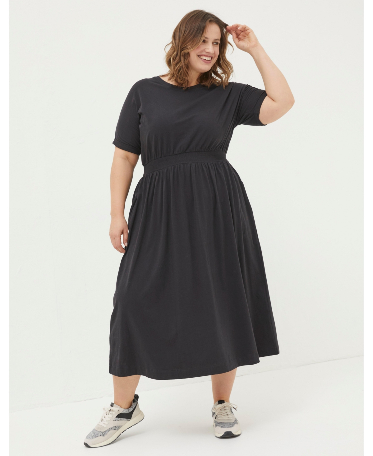 Women's Plus Size Navi Midi Jersey Dress - Black