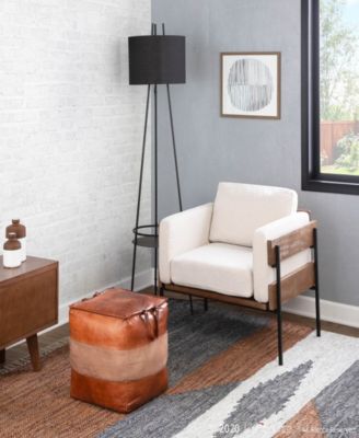 Cobbler Industrial Pouf in Leather and Canvas by Lumisource