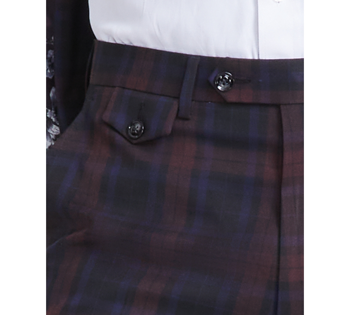 Tayion Collection Men's Classic-Fit Plaid Suit Pants -burgundy