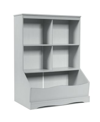 3-Tier Kids Bookcase with 5 Open Storage Compartments
