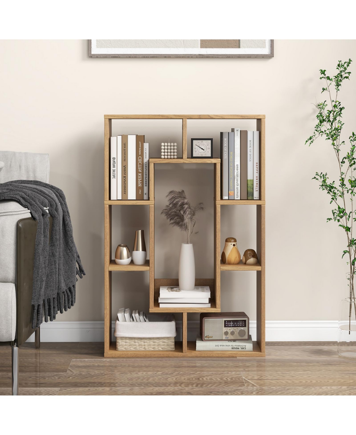 7-Cube Geometric Bookshelf Modern Decorative Open Bookcase