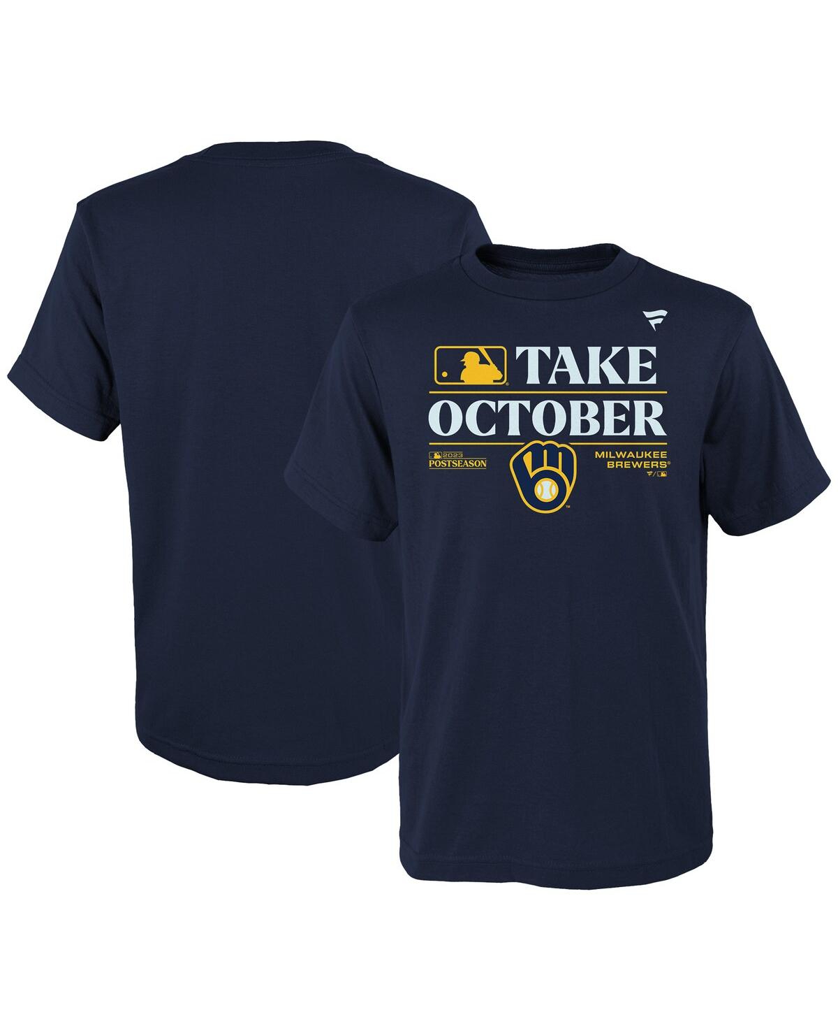 Shop Fanatics Big Boys  Navy Milwaukee Brewers 2023 Postseason Locker Room T-shirt