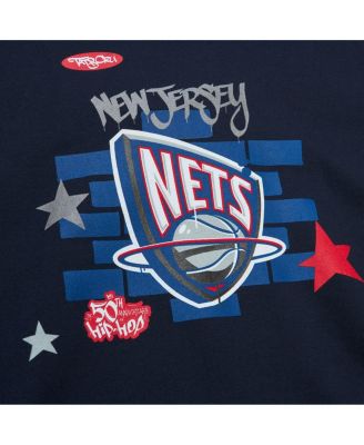 Men's x Tats Cru Navy New Jersey Nets Hardwood Classics Brick Pullover Hoodie