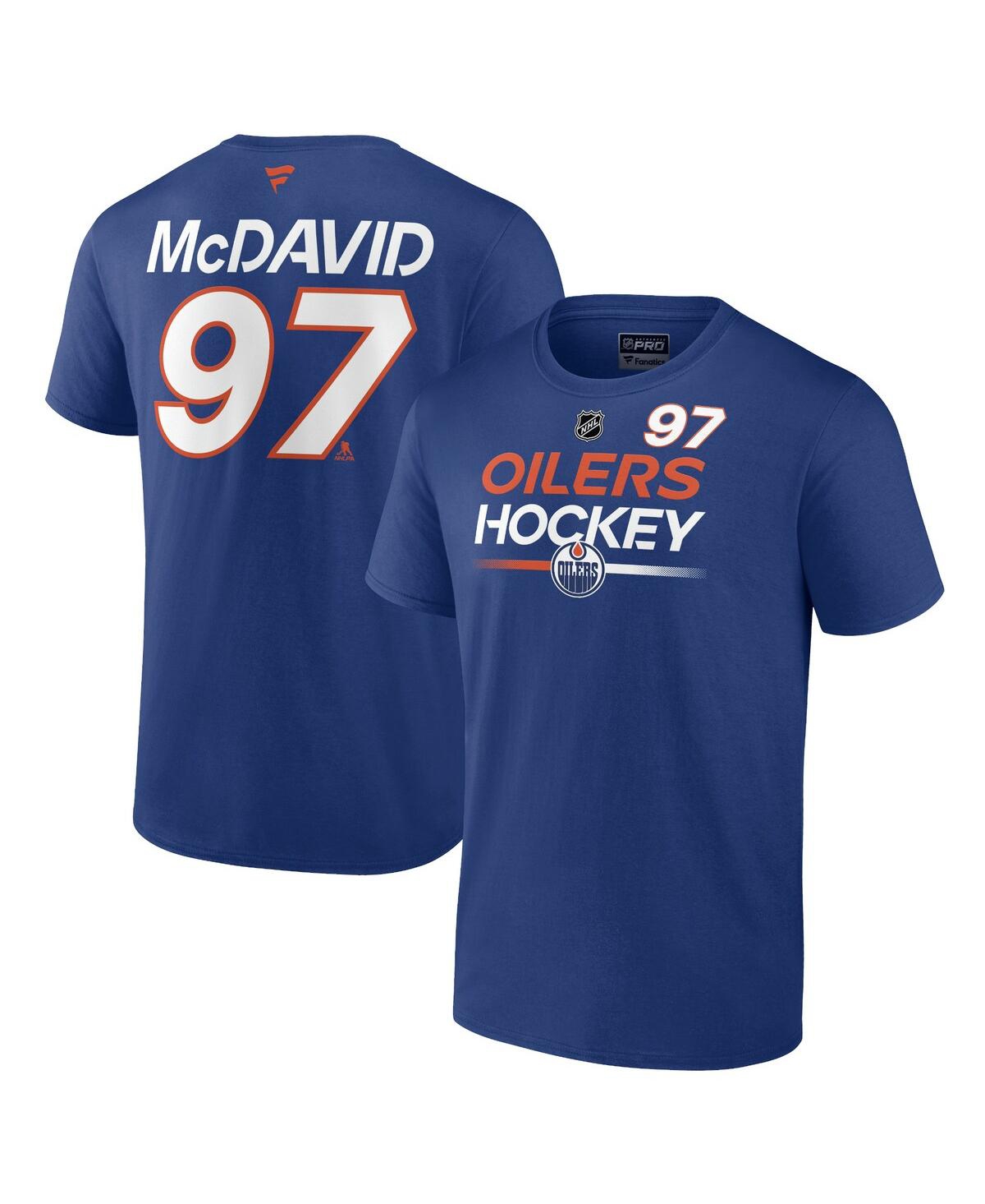 Shop Fanatics Men's  Connor Mcdavid Royal Edmonton Oilers Authentic Pro Prime Name And Number T-shirt