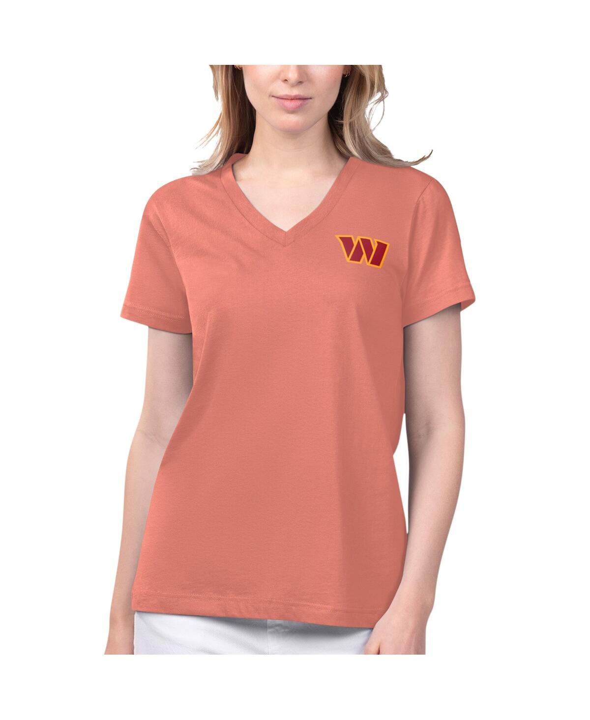 Women's Margaritaville Coral Washington Commanders Game Time V-Neck T-shirt - Coral