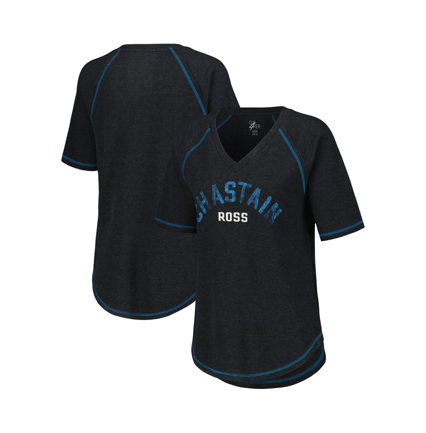 Женский топ G-III 4Her by Carl Banks Black Distressed Ross Chastain Ball Chase Tri-Blend Thermal Raglan — фото 1