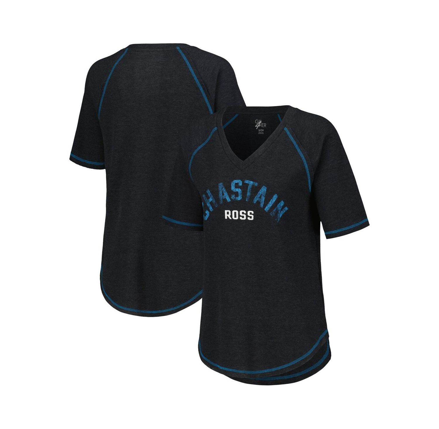 Women's Black Distressed Ross Chastain Ball Chase Tri-Blend Thermal Raglan Top