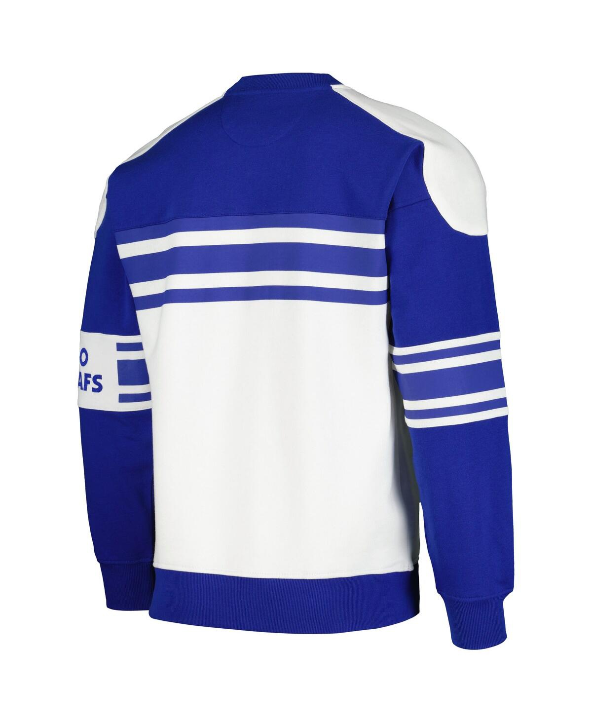 Shop Starter Men's  White Toronto Maple Leafs Defense Fleece Crewneck Pullover Sweatshirt