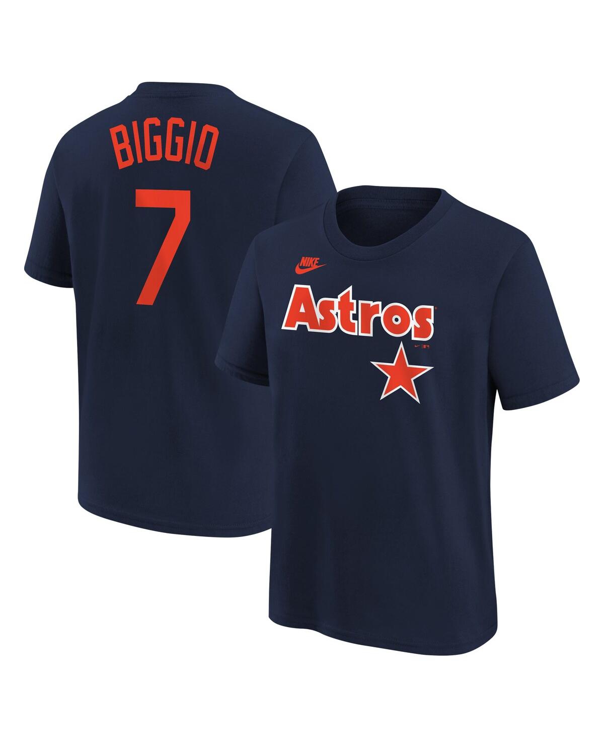 Shop Nike Big Boys  Craig Biggio Navy Distressed Houston Astros Cooperstown Collection Name And Number T-s
