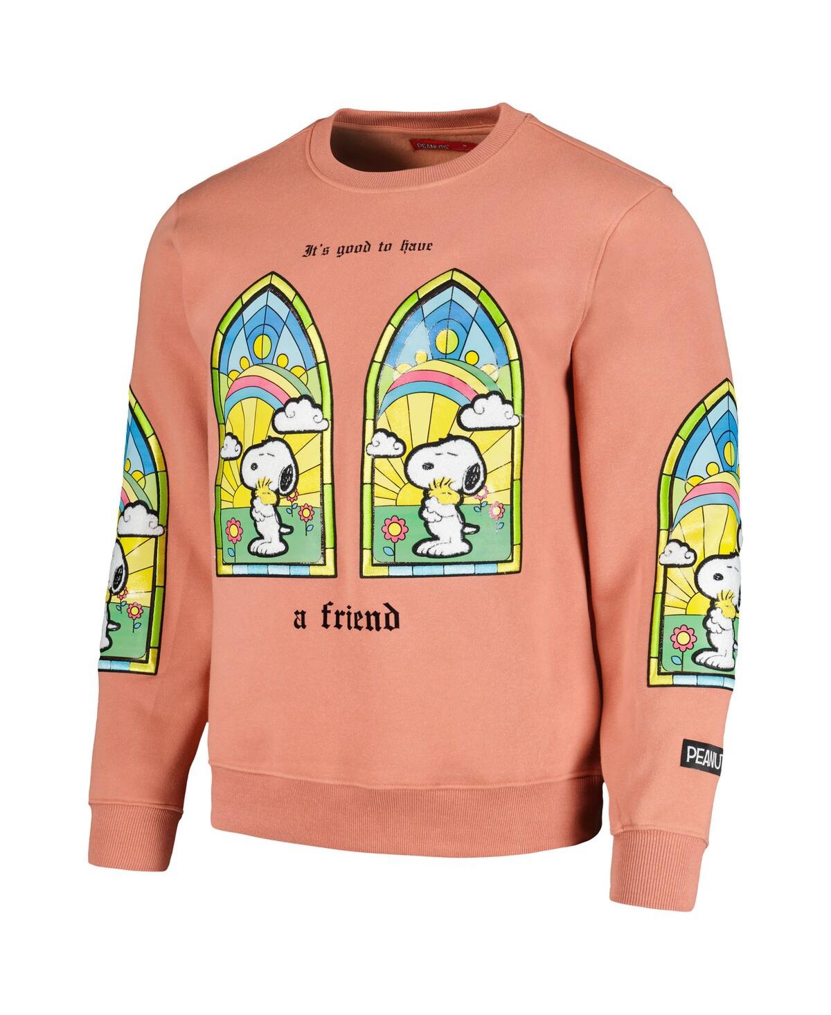 Shop Freeze Max Men's And Women's  Orange Peanuts Snoopy Friend Pullover Sweatshirt