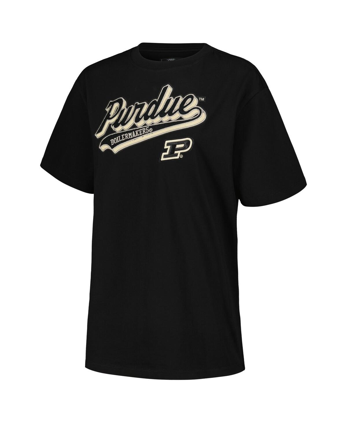 Shop Pro Standard Women's  Black Purdue Boilermakers Script Tail Oversized Boyfriend T-shirt