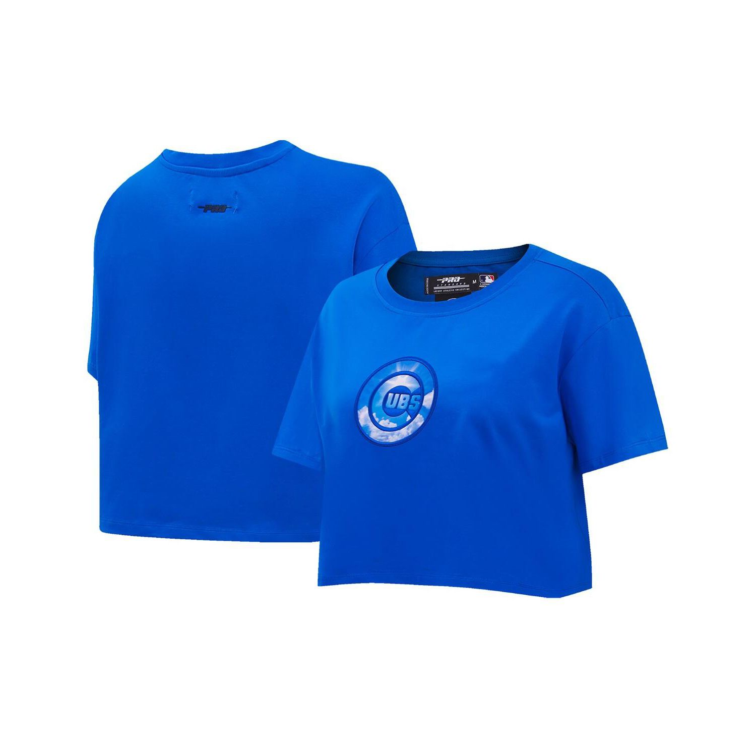 Women's Royal Chicago Cubs Painted Sky Boxy Cropped T-shirt