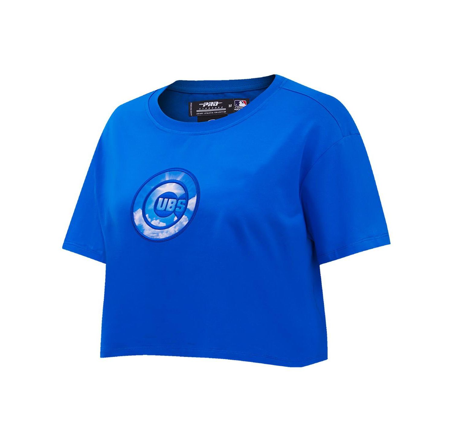 Women's Royal Chicago Cubs Painted Sky Boxy Cropped T-shirt
