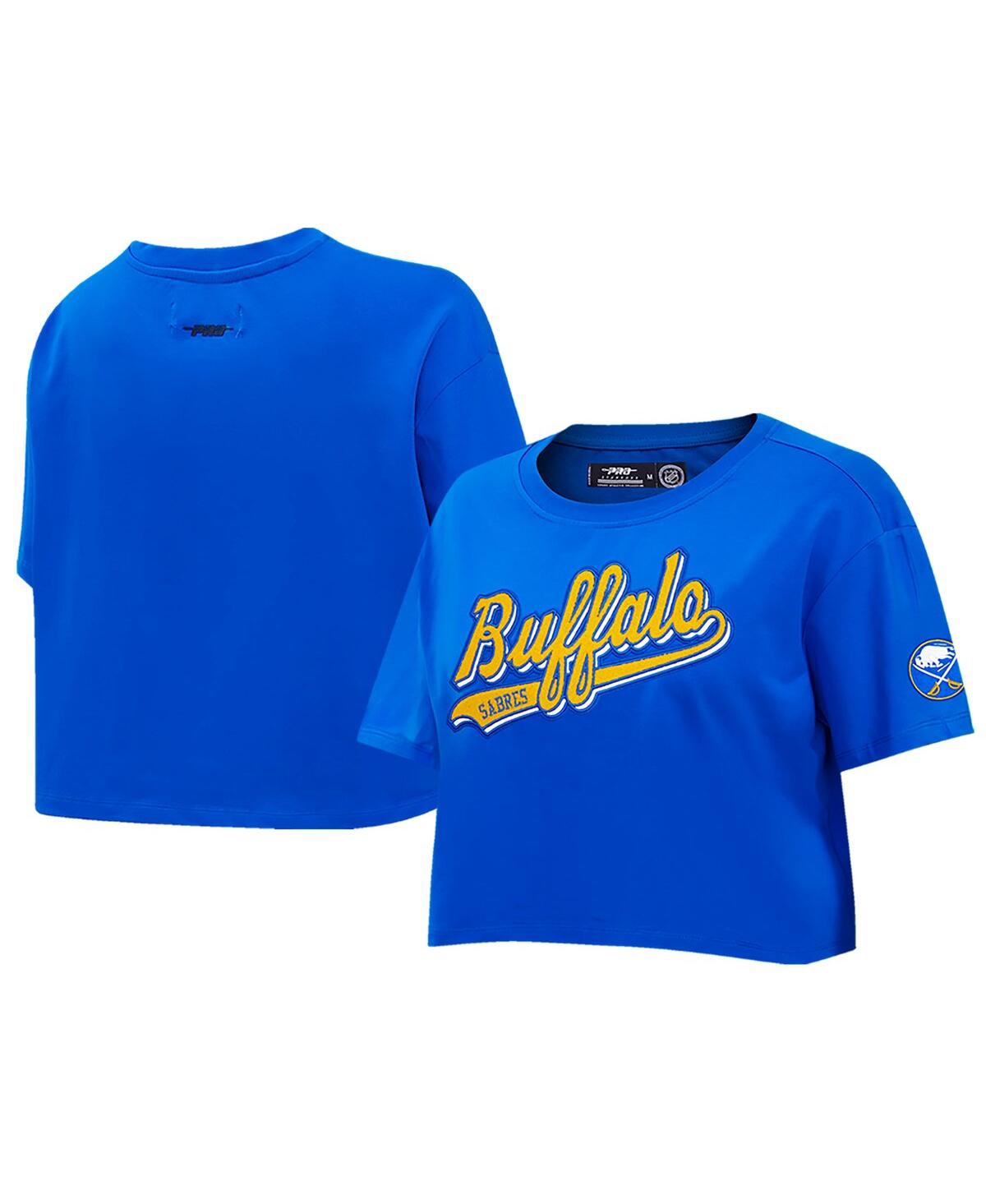 Shop Pro Standard Women's  Royal Buffalo Sabres Boxy Script Tail Cropped T-shirt