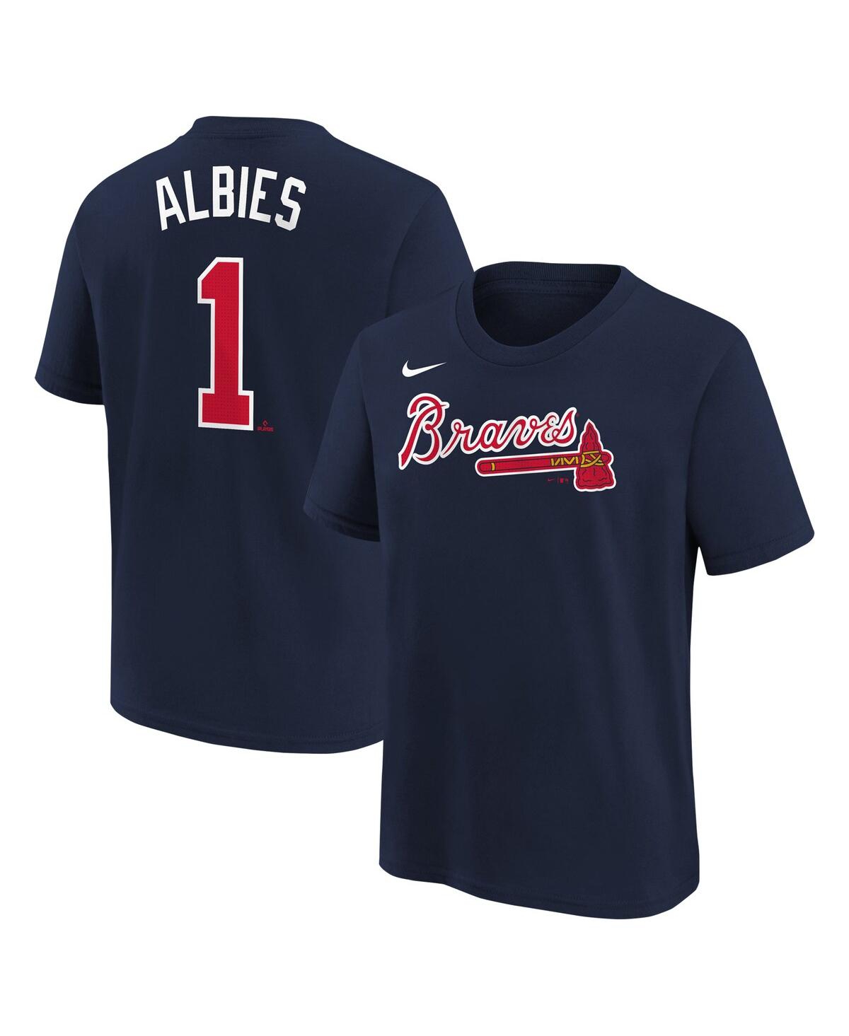 Nike Kids' Big Boys  Ozzie Albies Navy Atlanta Braves Home Player Name And Number T-shirt
