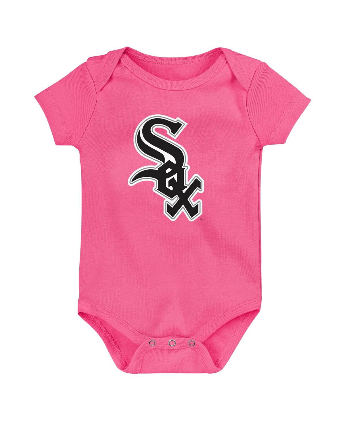 Outerstuff Baby Boys And Girls  Chicago White Sox 3-pack Home Run Bodysuit Set In White,black,pink